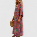 Aureline™ | Elegante Boho-Maxijurk met Aquarel Bloemenprint