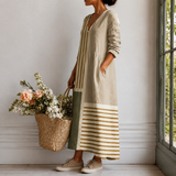 Maud™ | Boho Jurk in Zachte Natuurtinten