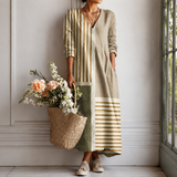 Maud™ | Boho Jurk in Zachte Natuurtinten