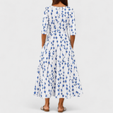 Adelina | Jurk met bloemen takken-print en A-lijn