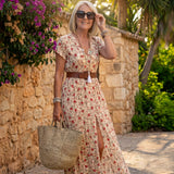 Joselin™ – Lange bohemien jurk met een luchtige pasvorm en riem