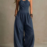 Mariana™ | Elegante Jumpsuit met Gekruiste Halslijn en Wijde Pijpen