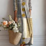 Lieve™ | Boho Jurk Grijs met Patchwork en Stippen