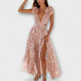 Elin - Maxikleed met Rimpelrand en Cut-Out-details