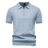 Polo met Halve Rits - Verticale Textuur