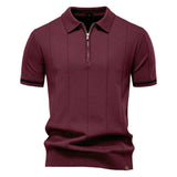 Polo met Halve Rits - Verticale Textuur