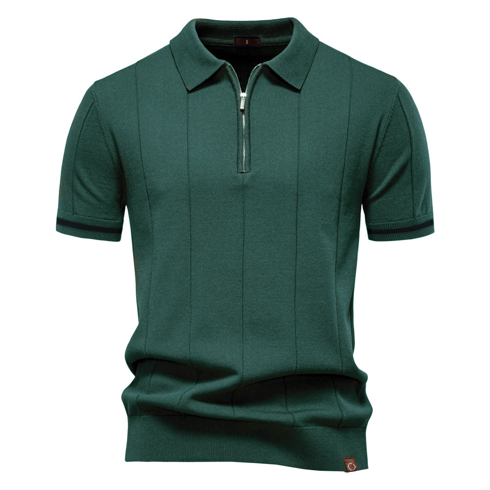 Polo met Halve Rits - Verticale Textuur