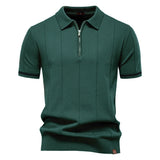 Polo met Halve Rits - Verticale Textuur