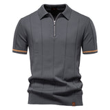 Polo met Halve Rits - Verticale Textuur