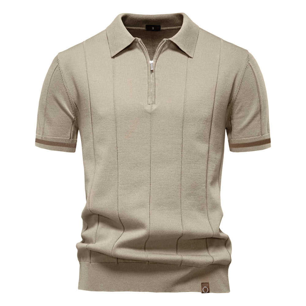 Polo met Halve Rits - Verticale Textuur