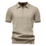 Polo met Halve Rits - Verticale Textuur