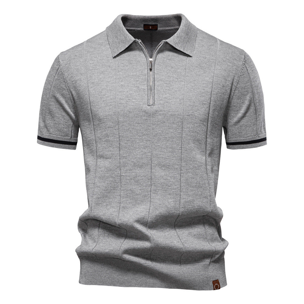 Polo met Halve Rits - Verticale Textuur