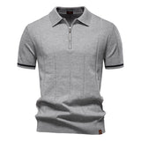 Polo met Halve Rits - Verticale Textuur