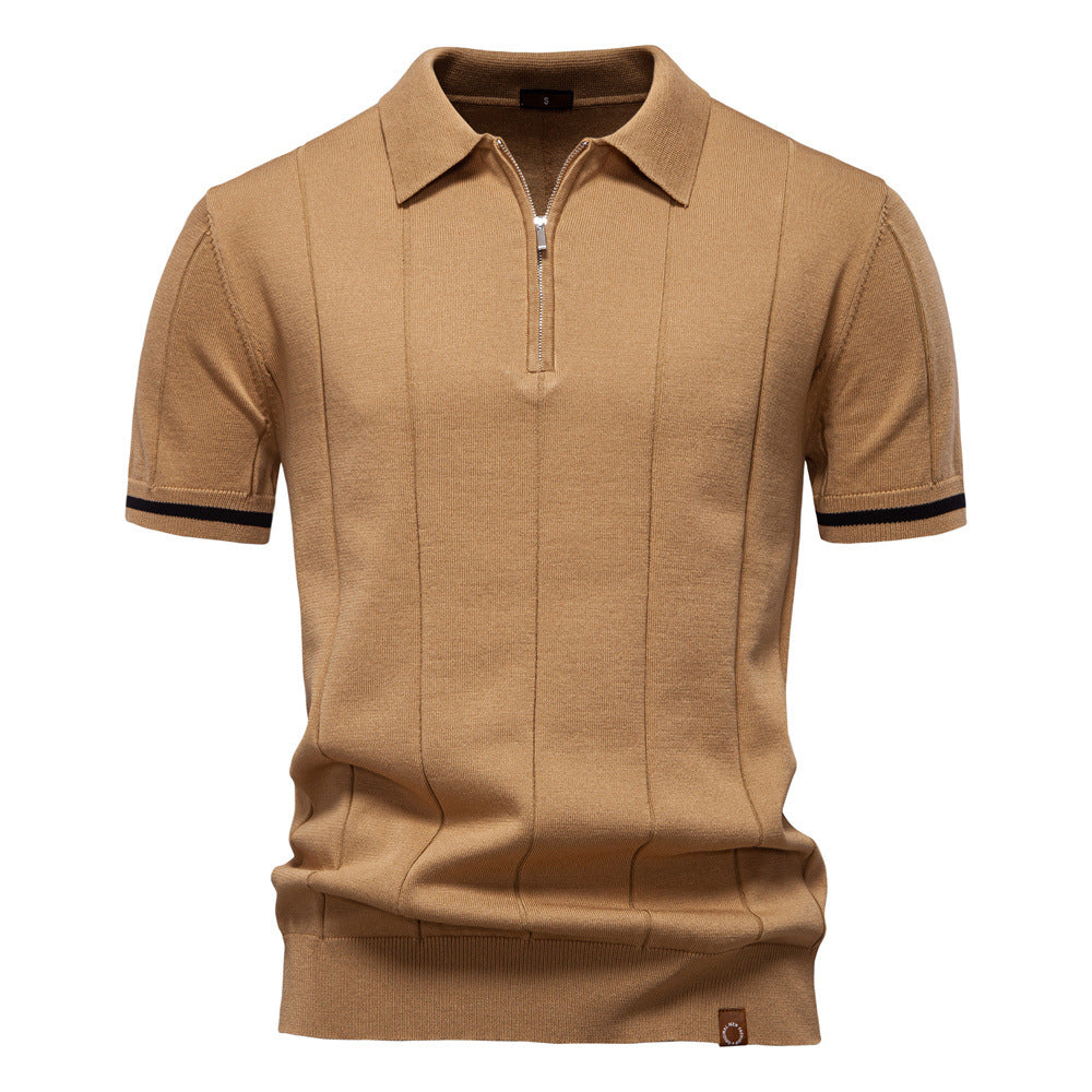 Polo met Halve Rits - Verticale Textuur