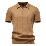 Polo met Halve Rits - Verticale Textuur