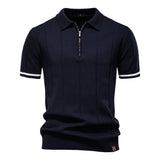 Polo met Halve Rits - Verticale Textuur