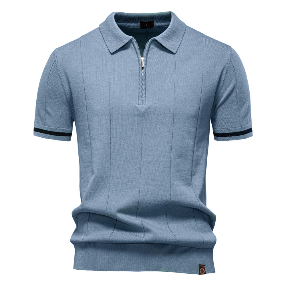 Polo met Halve Rits - Verticale Textuur
