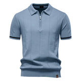 Polo met Halve Rits - Verticale Textuur