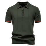 Polo met Halve Rits - Verticale Textuur