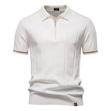 Polo met Halve Rits - Verticale Textuur