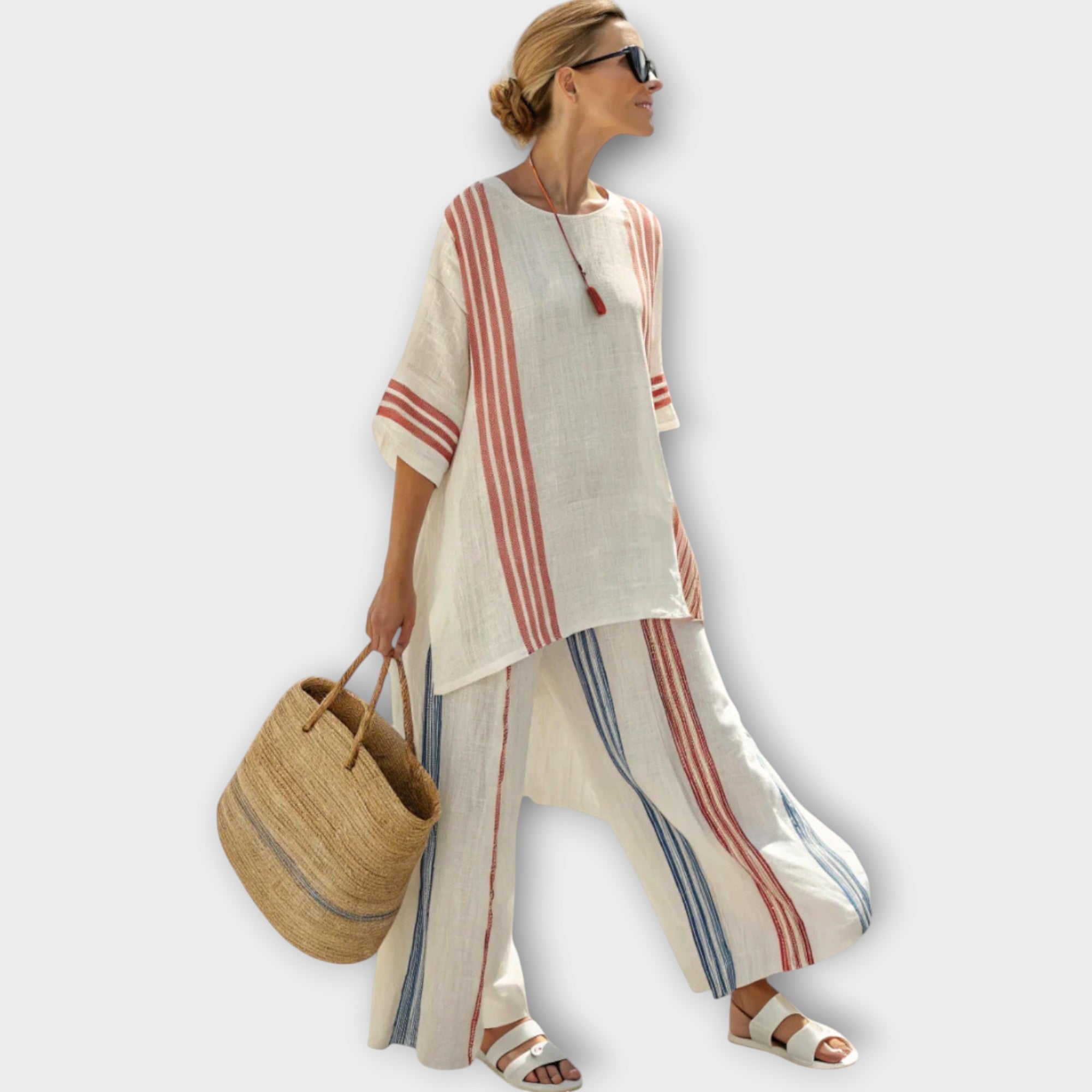 Anila - Elegante Twee Delige Set Met Gestreept Design