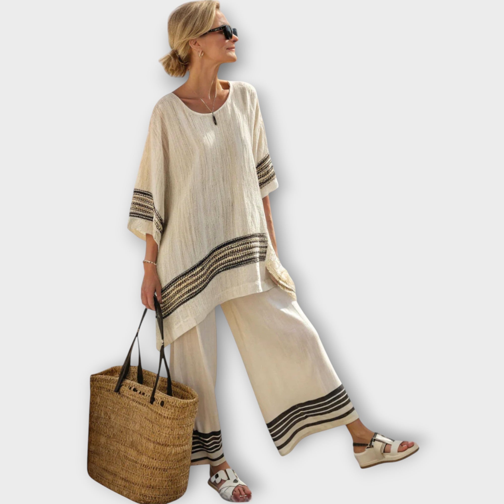Anila - Elegante Twee Delige Set Met Gestreept Design