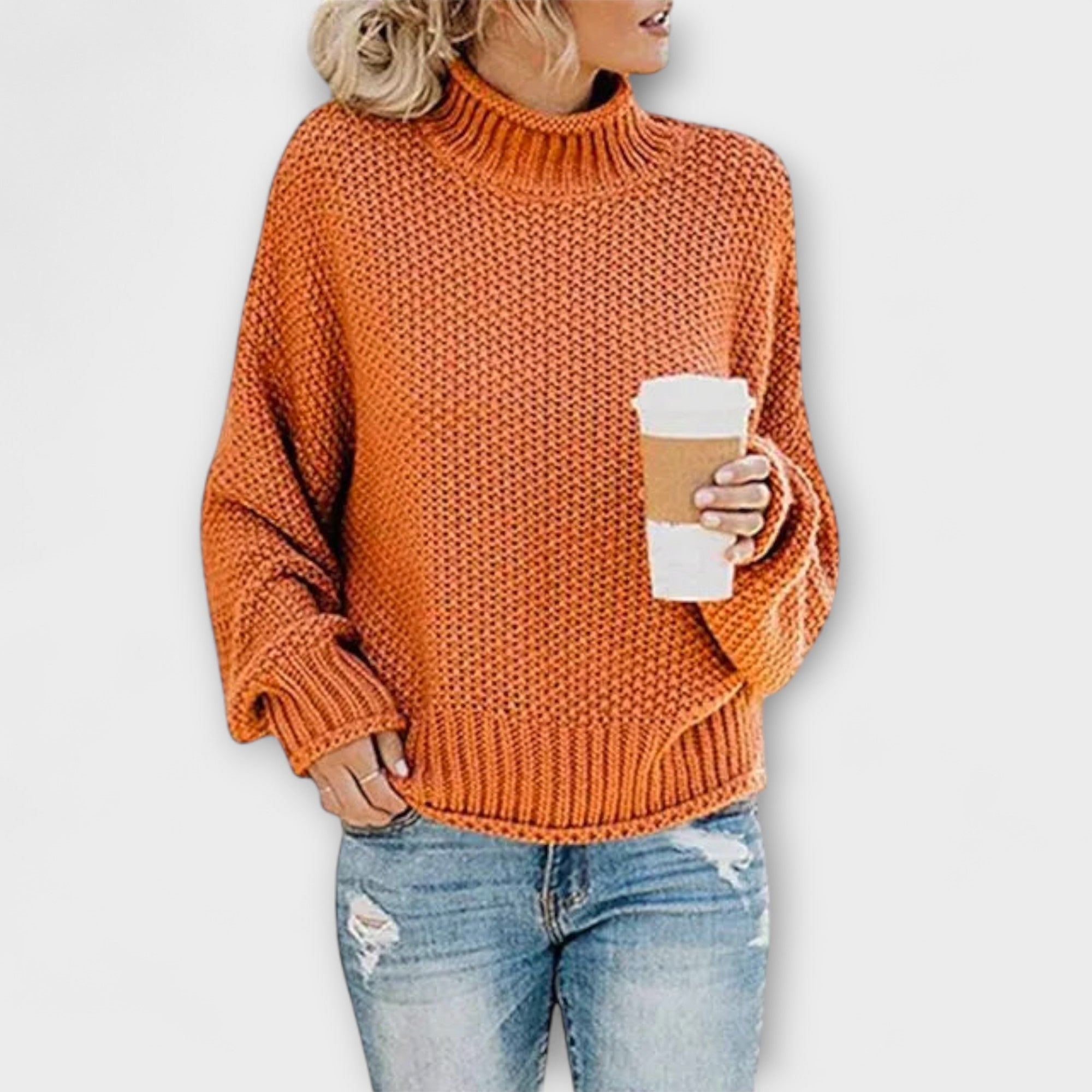 Fleur Rousse - Dikke Pullover met Hoge Kraag