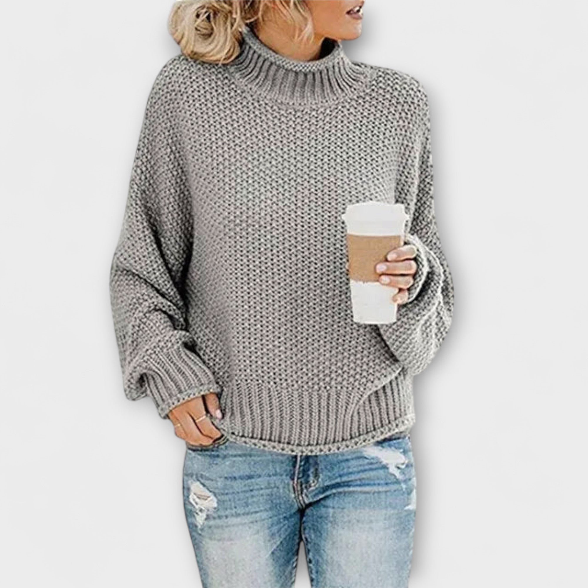 Fleur Rousse - Dikke Pullover met Hoge Kraag