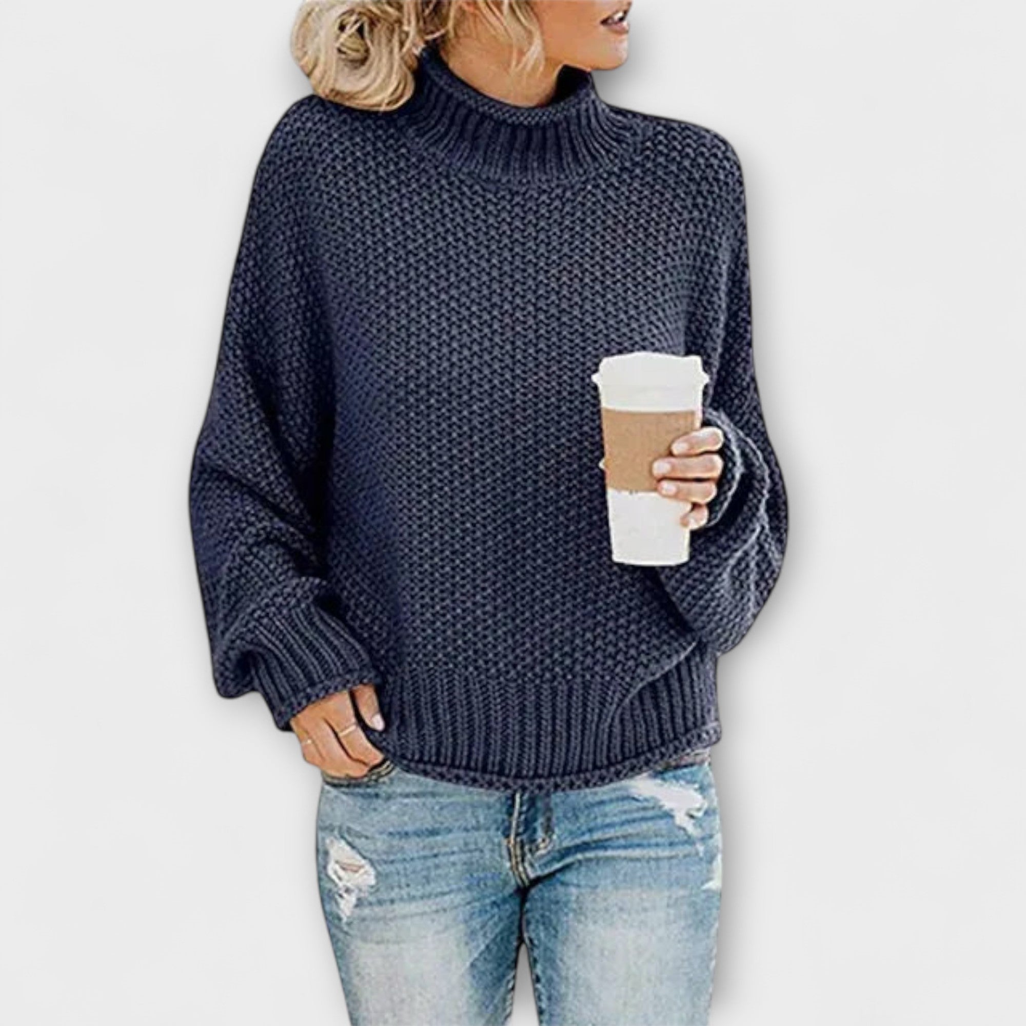 Fleur Rousse - Dikke Pullover met Hoge Kraag