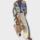 Inês - Set met blauw vispatroon