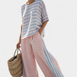 Cecília - Set van Bamboe-Linnen in Roze