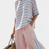Cecília - Set van Bamboe-Linnen in Roze