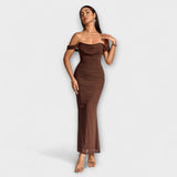 Ione - Off-Shoulder Rimpel Bodycon Jurk