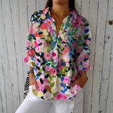 Sílvia - Handgeschilderde Bloemenblouse