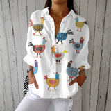 Noélia - Lichte blouse met kippenprint