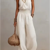 Ainara™ | Elegante Jumpsuit met Halterhals en Wijde Pijpen