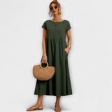 Emma | Lichte Midi Zomerjurk met Empirelijn