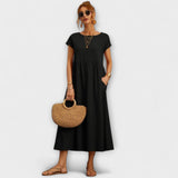 Emma | Lichte Midi Zomerjurk met Empirelijn