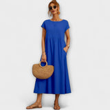 Emma | Lichte Midi Zomerjurk met Empirelijn