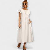 Emma | Lichte Midi Zomerjurk met Empirelijn