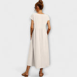 Emma | Lichte Midi Zomerjurk met Empirelijn