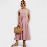 Emma | Lichte Midi Zomerjurk met Empirelijn