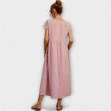 Emma | Lichte Midi Zomerjurk met Empirelijn