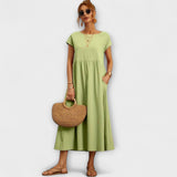 Emma | Lichte Midi Zomerjurk met Empirelijn