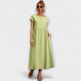 Emma | Lichte Midi Zomerjurk met Empirelijn