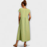 Emma | Lichte Midi Zomerjurk met Empirelijn