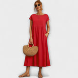 Emma | Lichte Midi Zomerjurk met Empirelijn