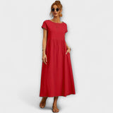 Emma | Lichte Midi Zomerjurk met Empirelijn