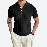 Polo Shirt - Elastische Mélange V-Hals