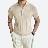 Polo Shirt - Elastische Mélange V-Hals